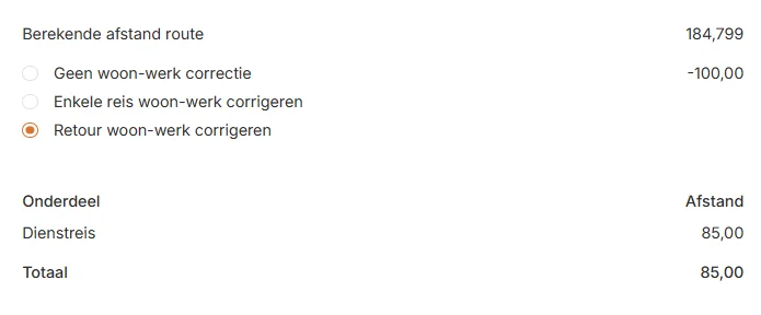 CoreCubes automatische woon-werk correctie in declaraties